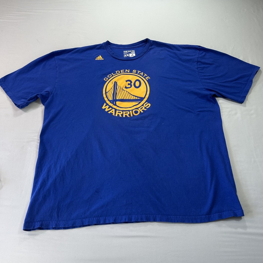 Adidas Golden State Warriors #30 Steph Curry Shirt Mens 3XL Blue Crew Neck Tee *